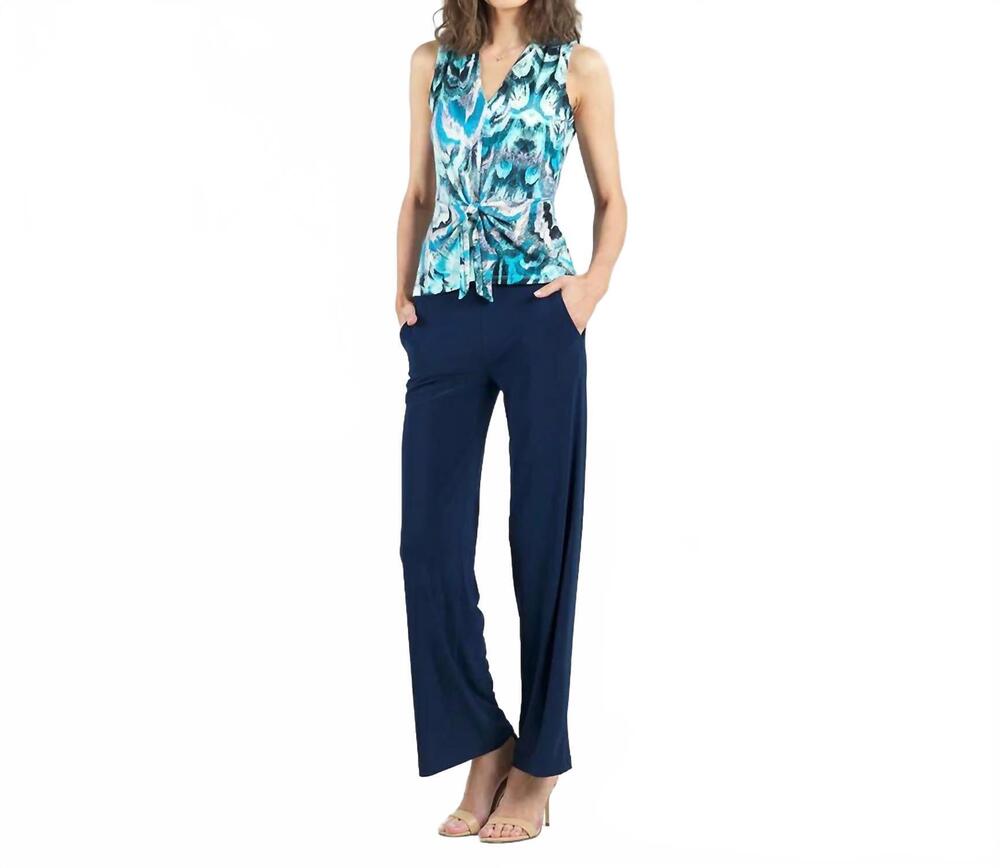 NEW CLARA SUN WOO abstract sleeveless v-neck twist blouse in multi